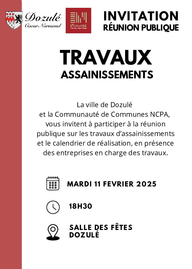 Réunion publique -Travaux d’assainissements Dozulé